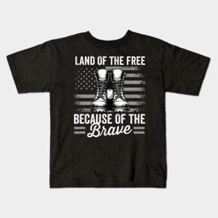 Land of the Free Because of the Brave Kids T-Shirt